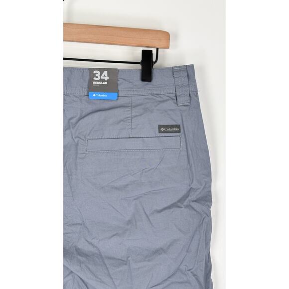 Columbia Mens Washed Out Shorts 10" Inseam Grey Flat Front Lined Size 34 R NWT - Picture 12 of 14